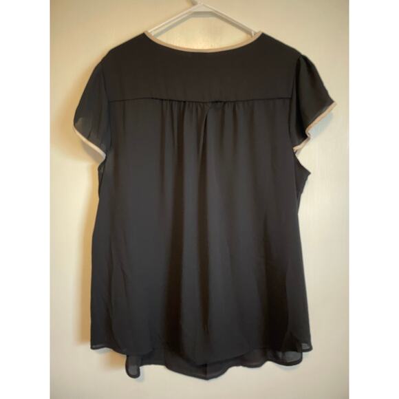 Torrid black tan sheer short tulip sleeve top lightweight blouse solid Size 2X - Picture 2 of 9